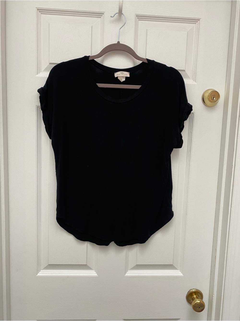 Rebel Society Black Short Sleeve Rolled-Cuff Tee - Large